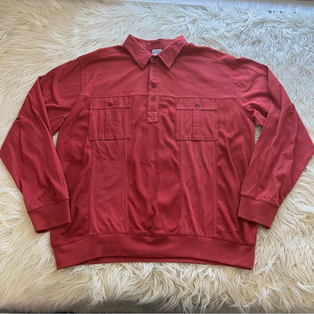 Vintage 90s Haband Casual Joe Striped Bowling Rugby Polo Shirt Grandpa Size XL